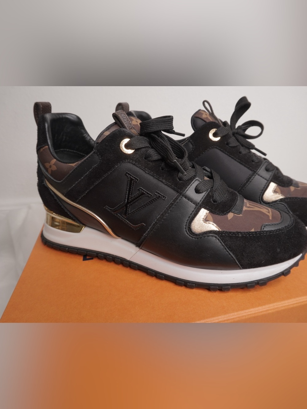 Louis Vuitton Black & Brown Logo Insole Sneakers